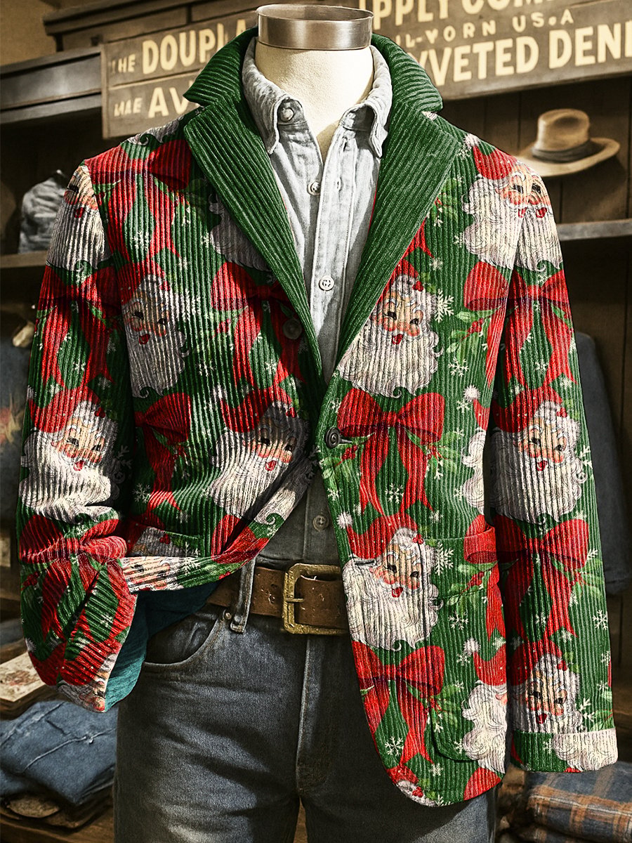 Men's Corduroy Santa Claus Lapel Suit Jacket