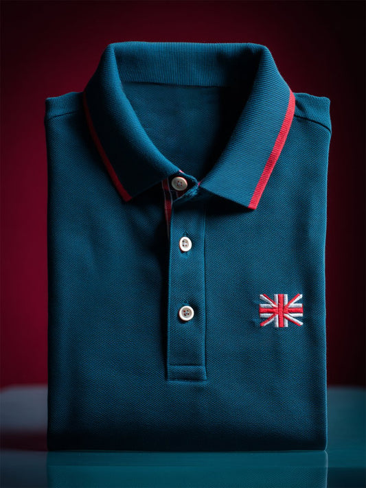 Men's Business Casual Union Jack Button Short Sleeve Polo Shirt