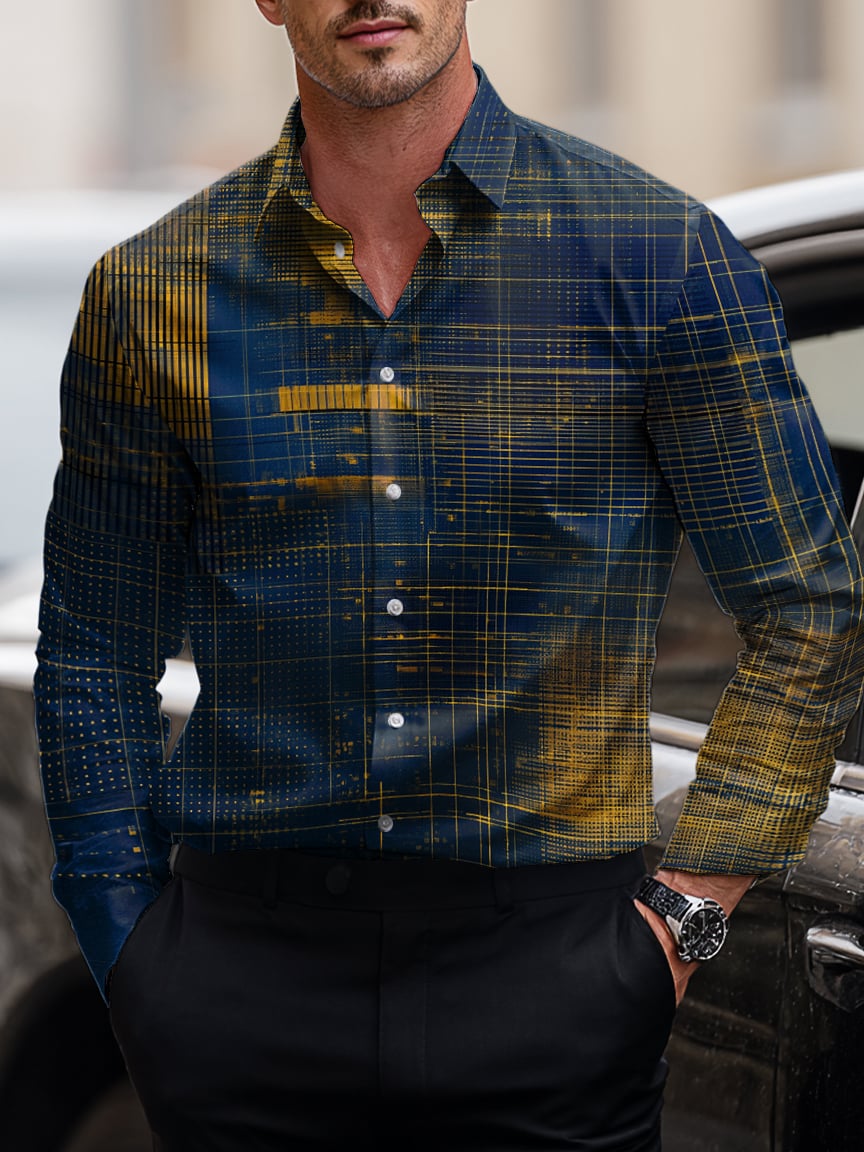 Men's Business Casual Art Button Short Sleeve Long Sleeve Shirt
