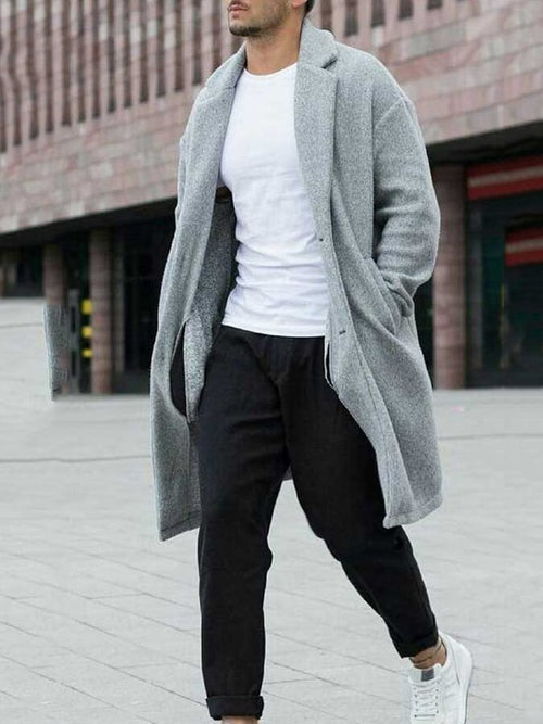 Men'S Solid Color Casual Lapel Coat