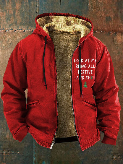 Men's Look At Me Being All Festive And ShitPrinted Fleece Jacket