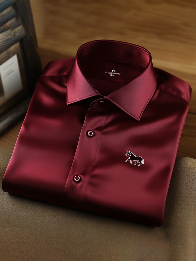Men's Satin Luxe Long Sleeve Button Down Shirt