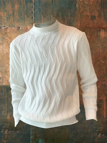 Men's Solid Color Braided Casual Sweater