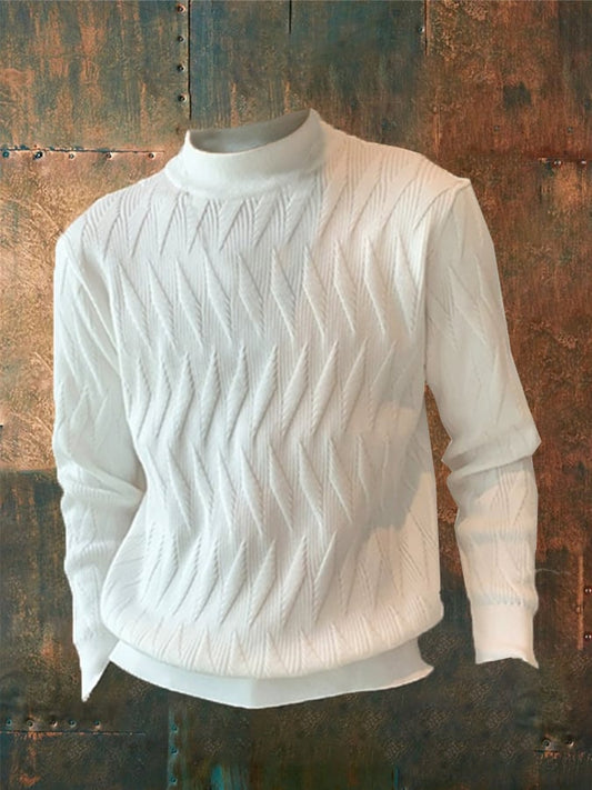 Men's Solid Color Braided Casual Sweater