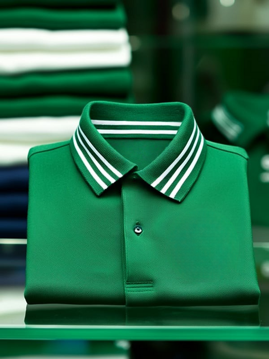 Men's Business Stripe Logo Print Short Sleeve Polo Shirt