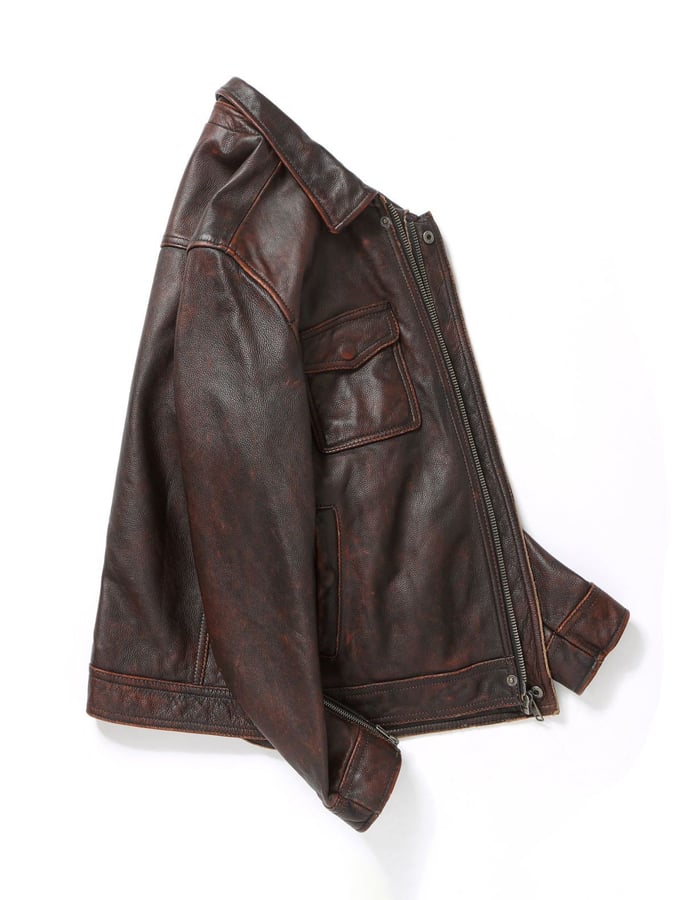 Men'S Vintage Distressed Casual Lapel Motorcycle Leather Jacket