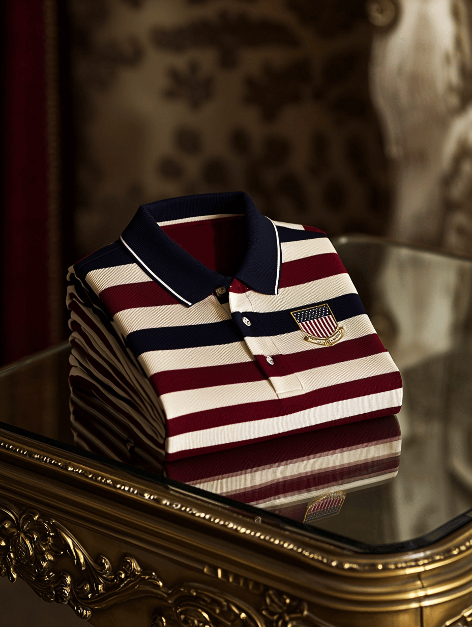 Men's Business Casual Independence Day Striped Button Short Sleeve Pol