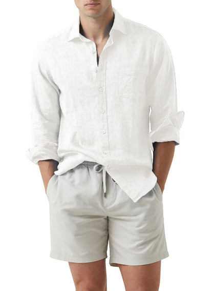 JMIERR Men's Cotton Linen Casual Stylish Button Down Shirt Long Sleeve Dress Shirts