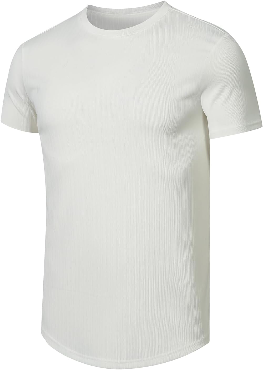 JMIERR Men's Muscle T Shirt Crewneck Short Sleeve Slim Fit Longline Ribbed Knit Stretch Workout Tee Shirts