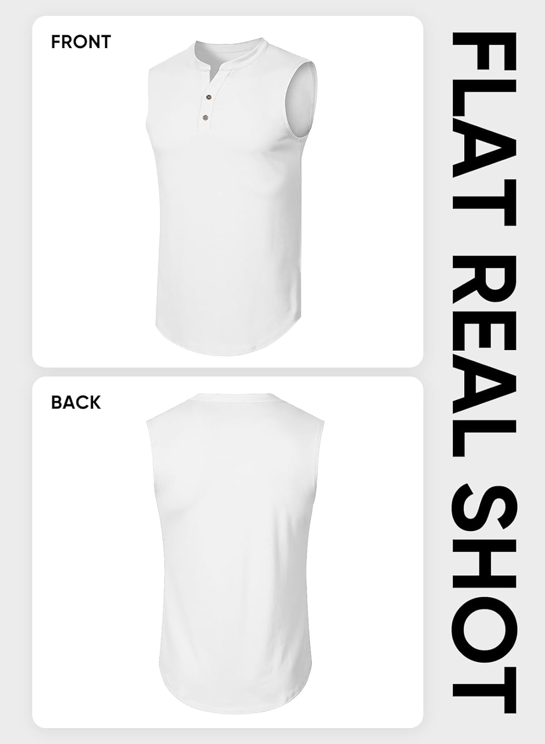 JMIERR Men's Muscle Sleeveless Tank Tops Slim Henley Longline Cotton T-Shirt Tees with Button