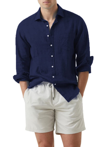 JMIERR Men's Cotton Linen Casual Stylish Button Down Shirt Long Sleeve Dress Shirts