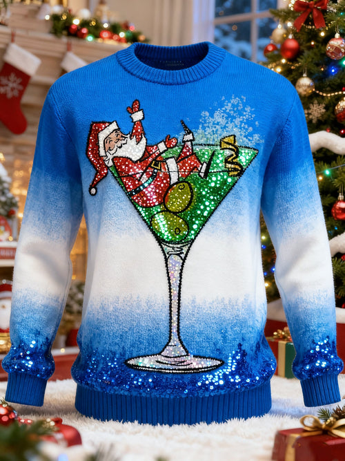 Men's Candy Cane Print Ugly Christmas Sweater