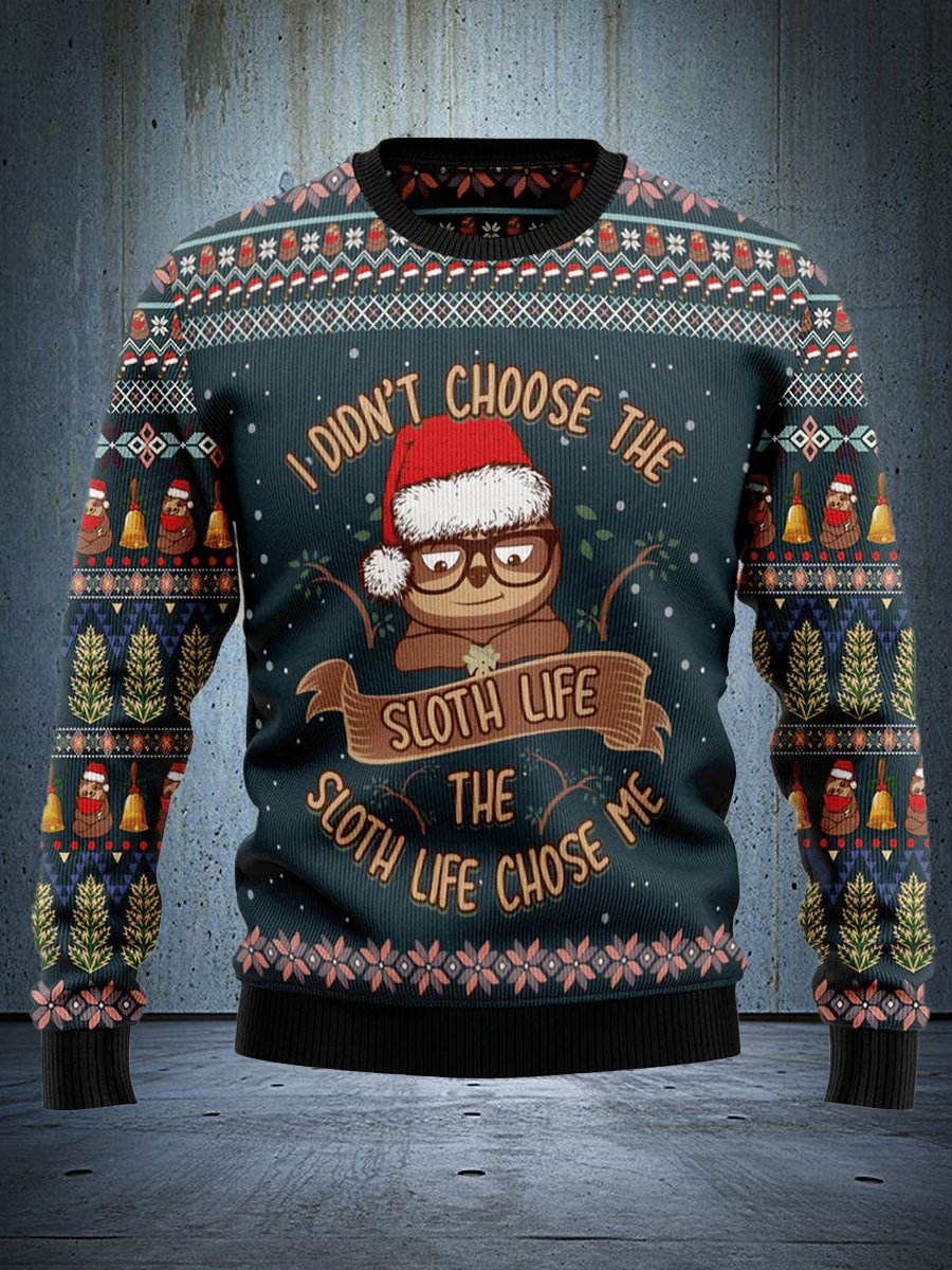 Funny Sloth Life Ugly Christmas Hoodie