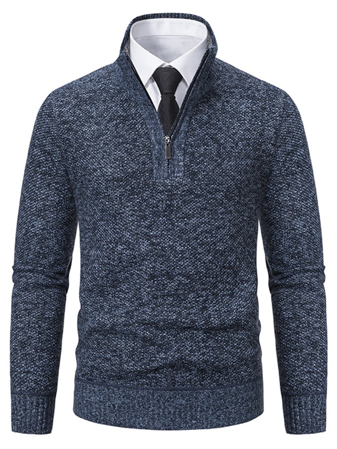 Men's Fashionable Velvet Warm Zipper Design Sweater
