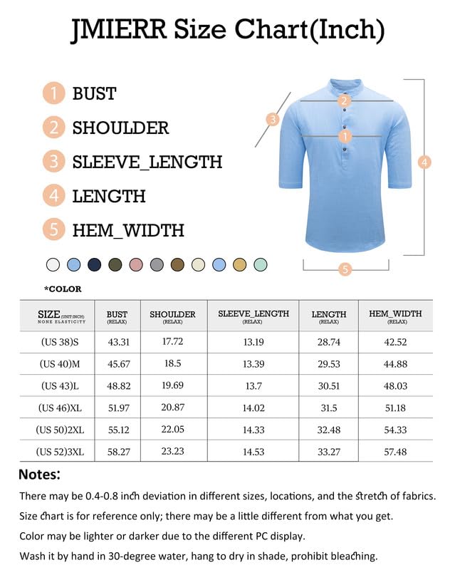 JMIERR Mens Cotton Linen Henley Shirt Casual Button Down Short Sleeve Tropical Shirts Summer Beach T Shirts