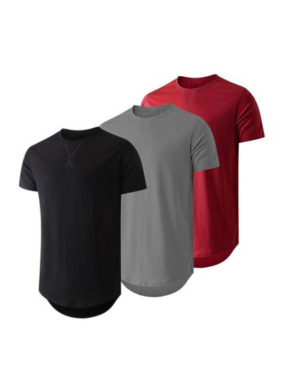 JMIERR Mens 3 Pack Cotton Hipster Hip Hop Longline Crewneck T-Shirt
