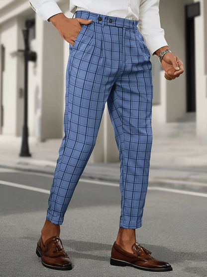 Men's Fashionable Plaid Design Business Casual Pants