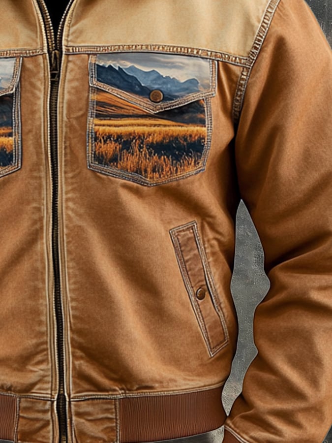 Men's Vintage Classic Distressed Casual Pocket Jacket