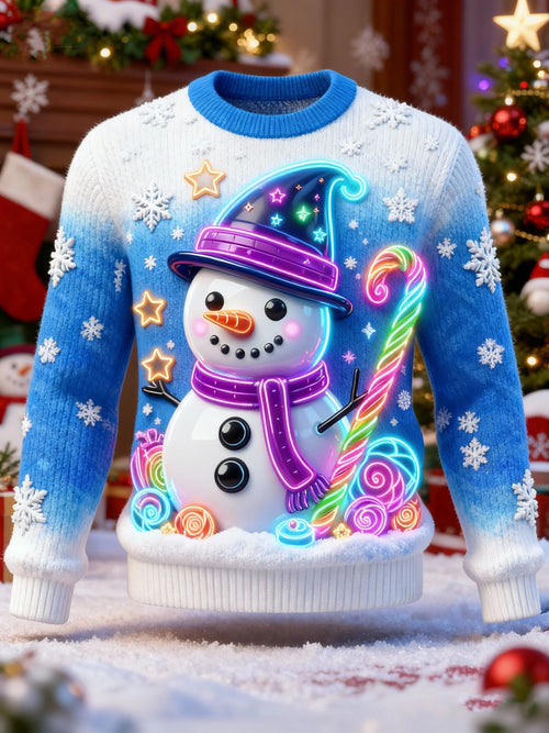 Men's Santa Claus Snowman Snowflake Print Ugly Christmas Sweater
