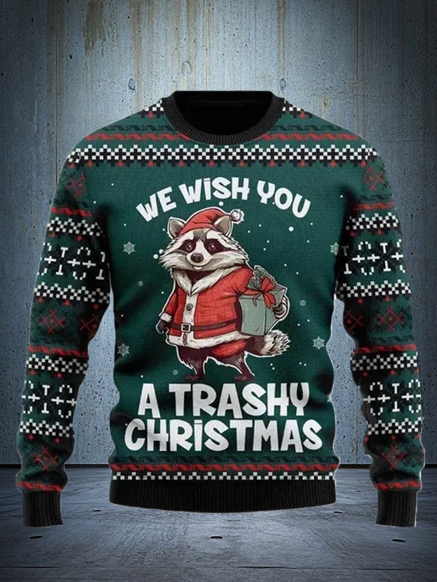 A funny yet ugly raccoon Christmas sweatshirt