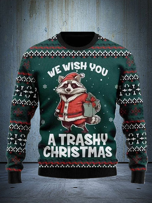 A funny yet ugly raccoon Christmas sweatshirt