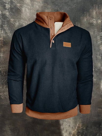 Men's Vintage Plus Velvet Warm Corduroy Patchwork Sweatshirt