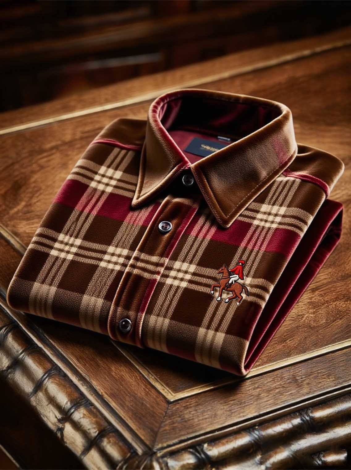 Men's Velvet Logo Casual Long Sleeve Shirt