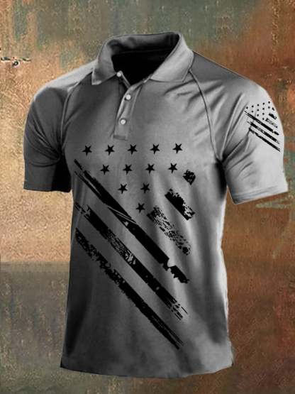 Men's Independence Day American Flag Print Casual Polo