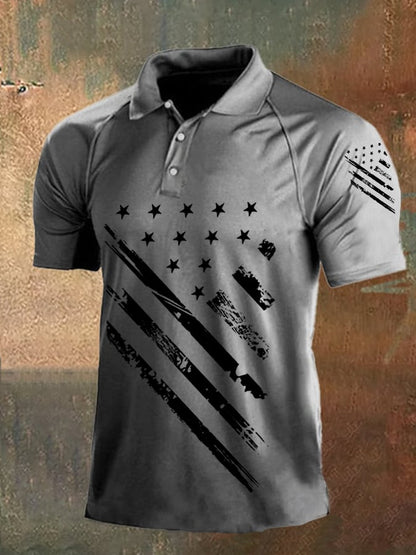 Men's Independence Day American Flag Print Casual Polo