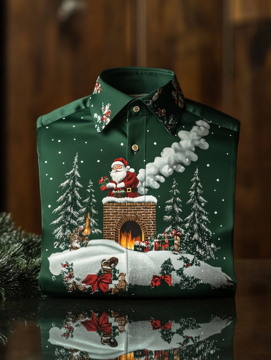 Men's Christmas Print Long Sleeve Shirt