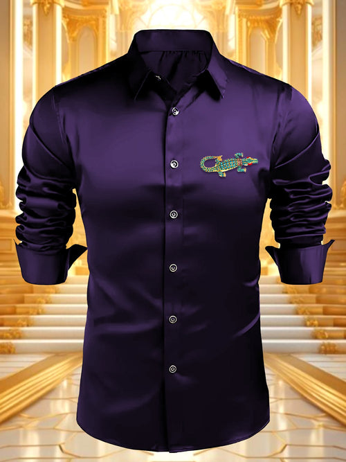 Men's Satin Luxe Long Sleeve Button Down Shirt