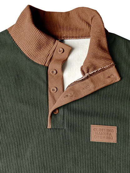 Men's Vintage Plus Velvet Warm Corduroy Patchwork Sweatshirt