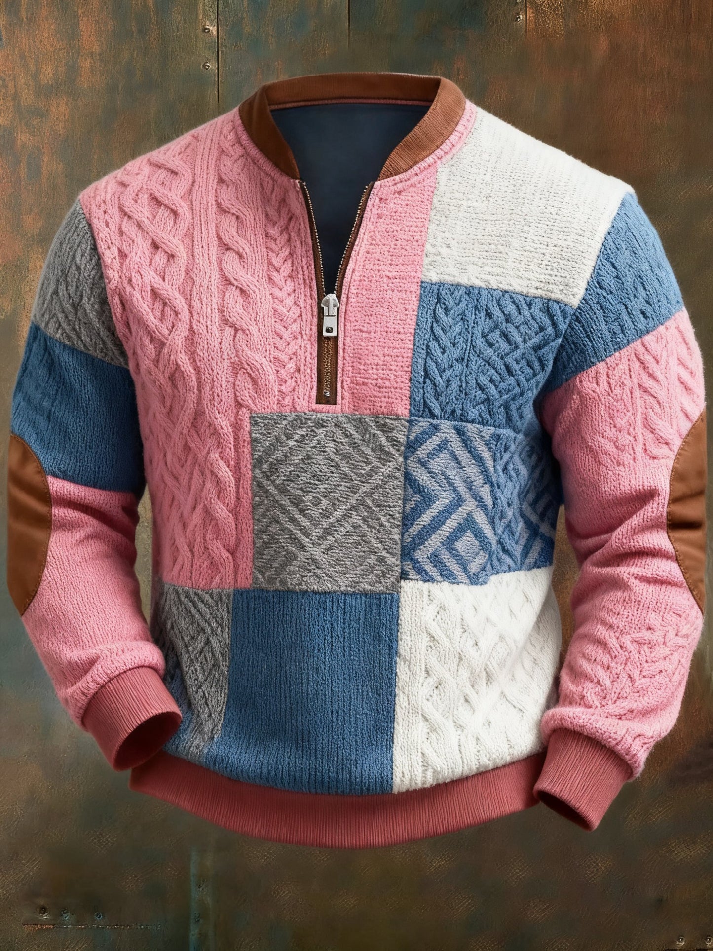 Men's Casual Geometric Color Block Print Sweatshirt