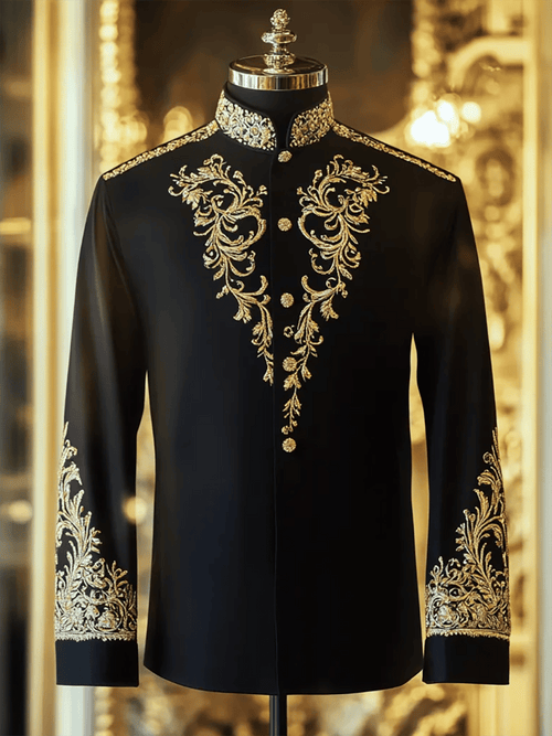 Men's Vintage Luxury Stand Collar Long Sleeve Shirt