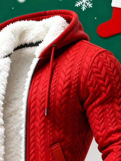Men's Retro Knitted Jacquard Fleece-Lined Warm Christmas Outdoor Jacket