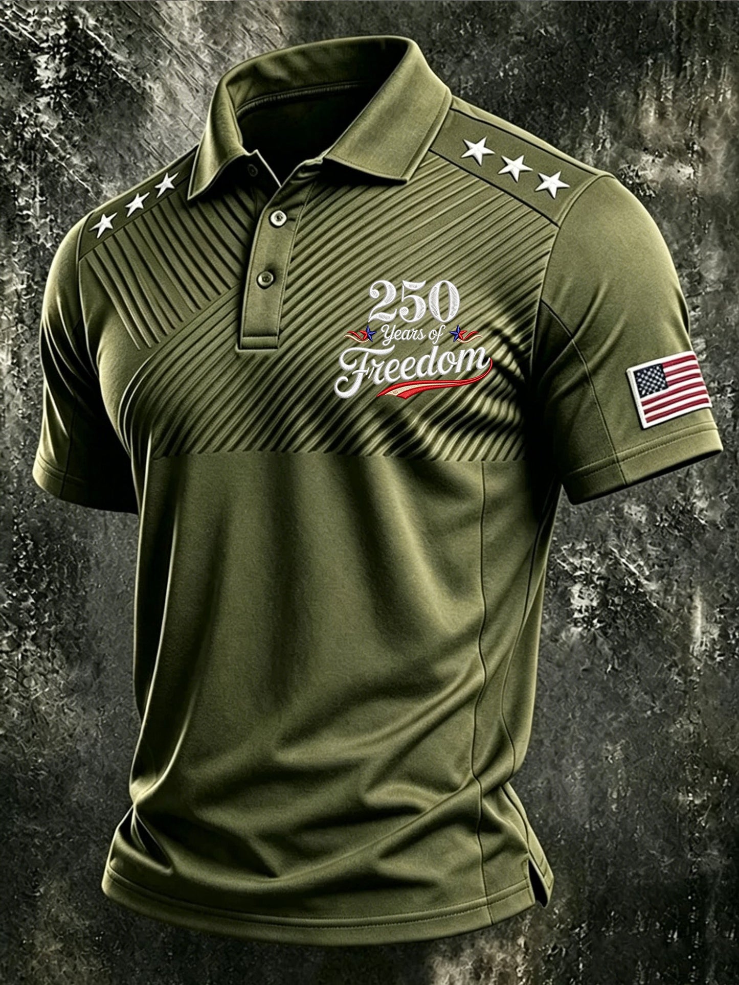 Men's American Flag Print Polo Shirt