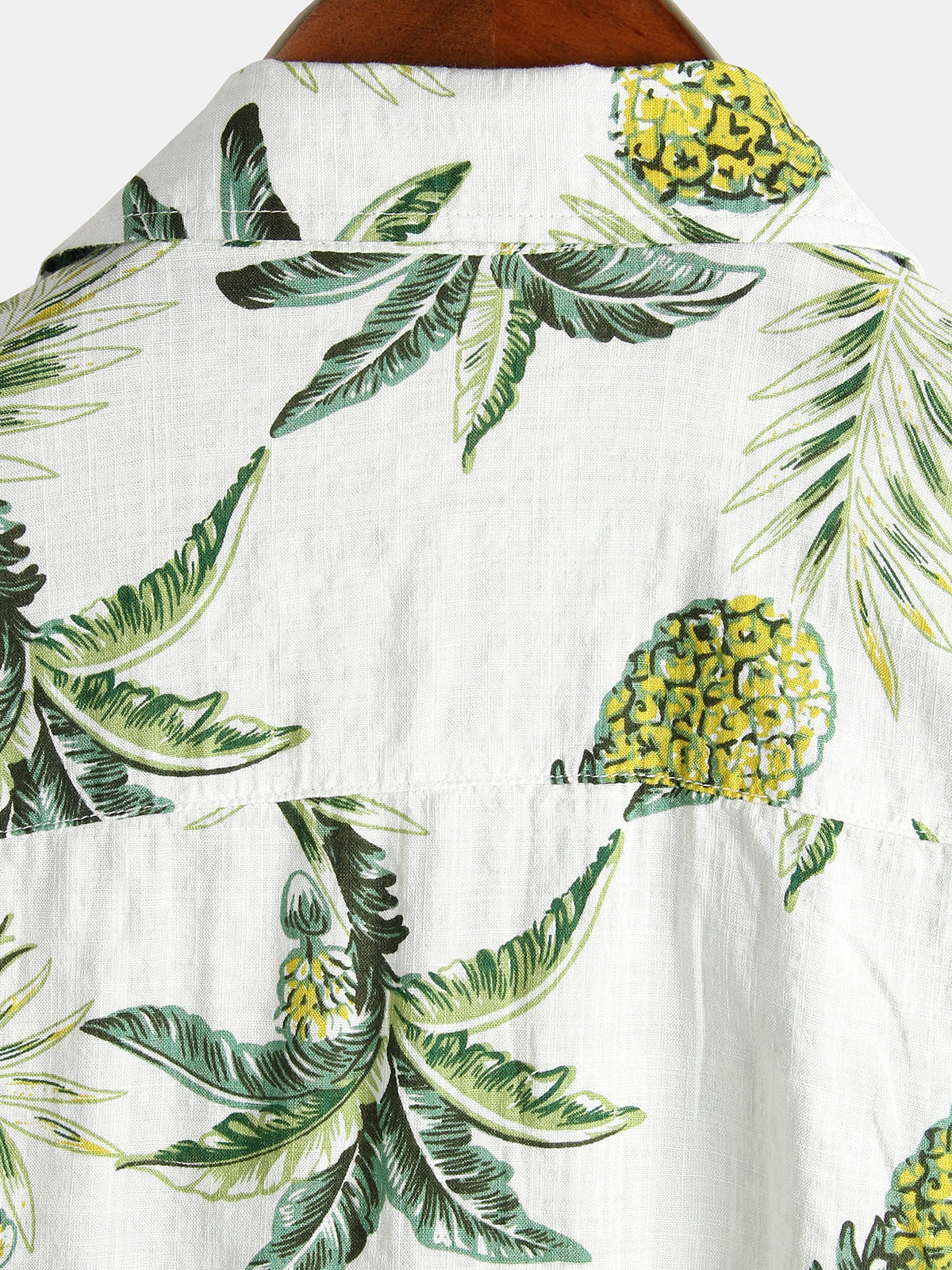 Men's Pineapple Floral Tropical Fruit Cotton Button Up Summer Beach Hawaiian Shirt