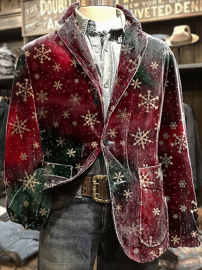 Men's Christmas Art Design Print Casual Coat