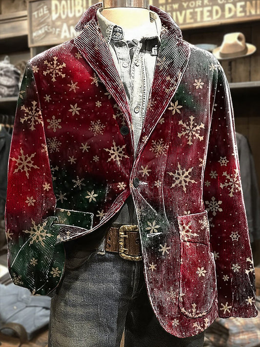 Men's Christmas Art Design Print Casual Coat