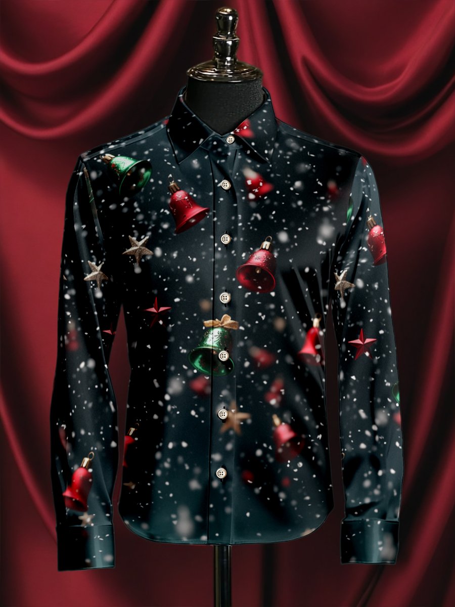 Men's Silk Luxury Christmas Long Sleeve Shirt