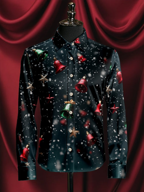 Men's Silk Luxury Christmas Long Sleeve Shirt