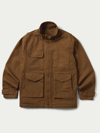 Men's Retro Western Colorblock Multi-Pocket Outdoor Outer Jacket