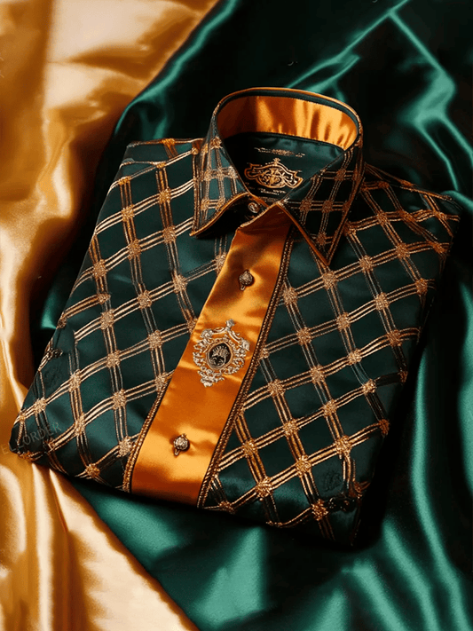 Men's Satin Luxe Print Short Sleeve Button Shirt