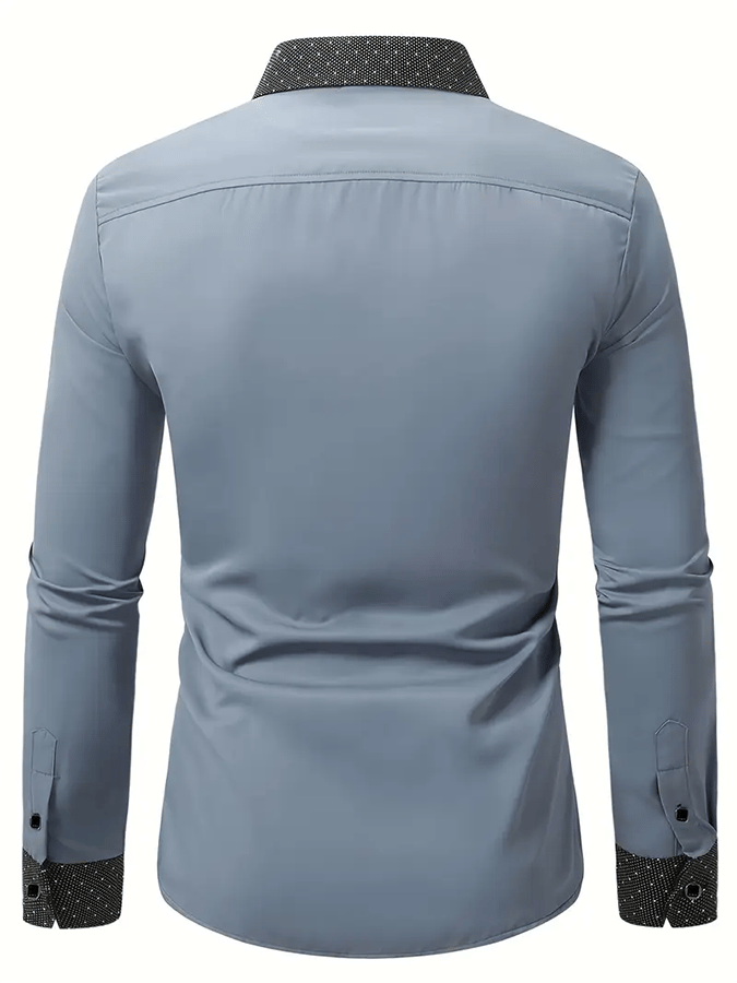 Men's Business Casual Printed Satin Long Sleeve Shirt