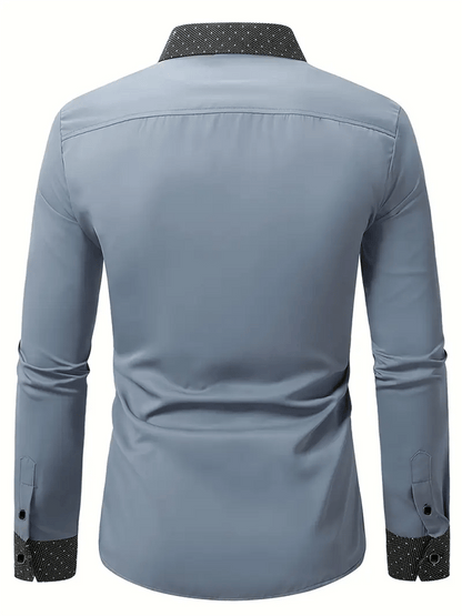 Men's Business Casual Printed Satin Long Sleeve Shirt