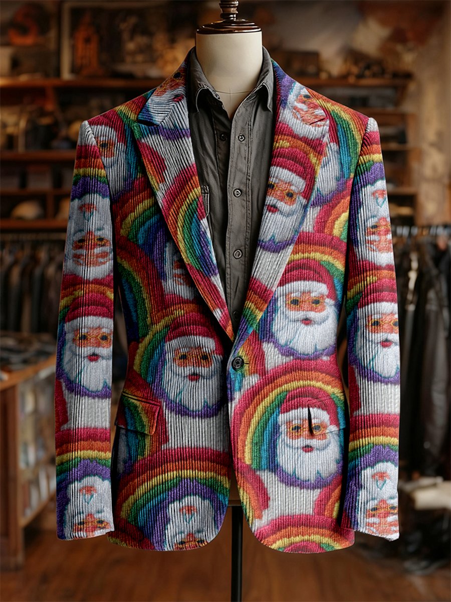 Men's Vintage Casual Hippie Christmas Party Corduroy Blazer