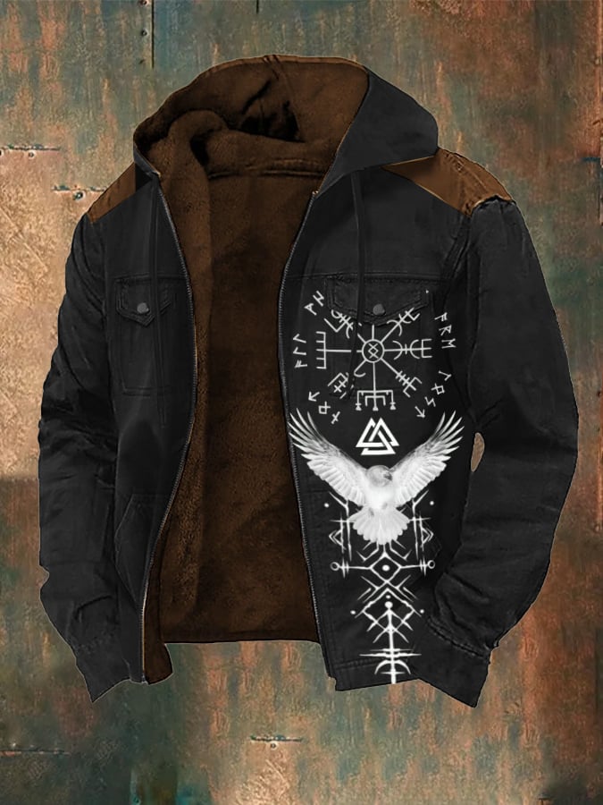 Men's Vintage Viking Hooded Fleece Jacket