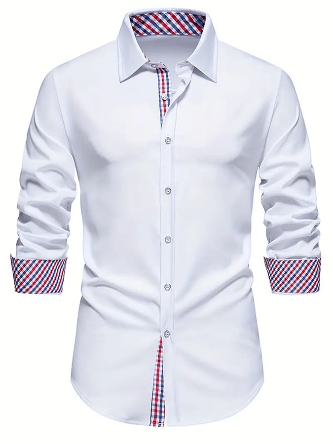 Men's Business Casual Printed Long Sleeve Shirt