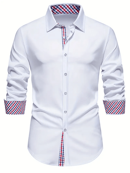 Men's Business Casual Printed Long Sleeve Shirt