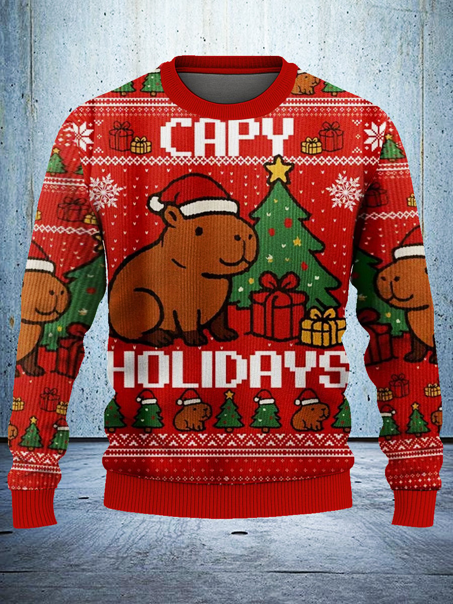 Capybara Celebration Christmas Ugly Sweatshirt